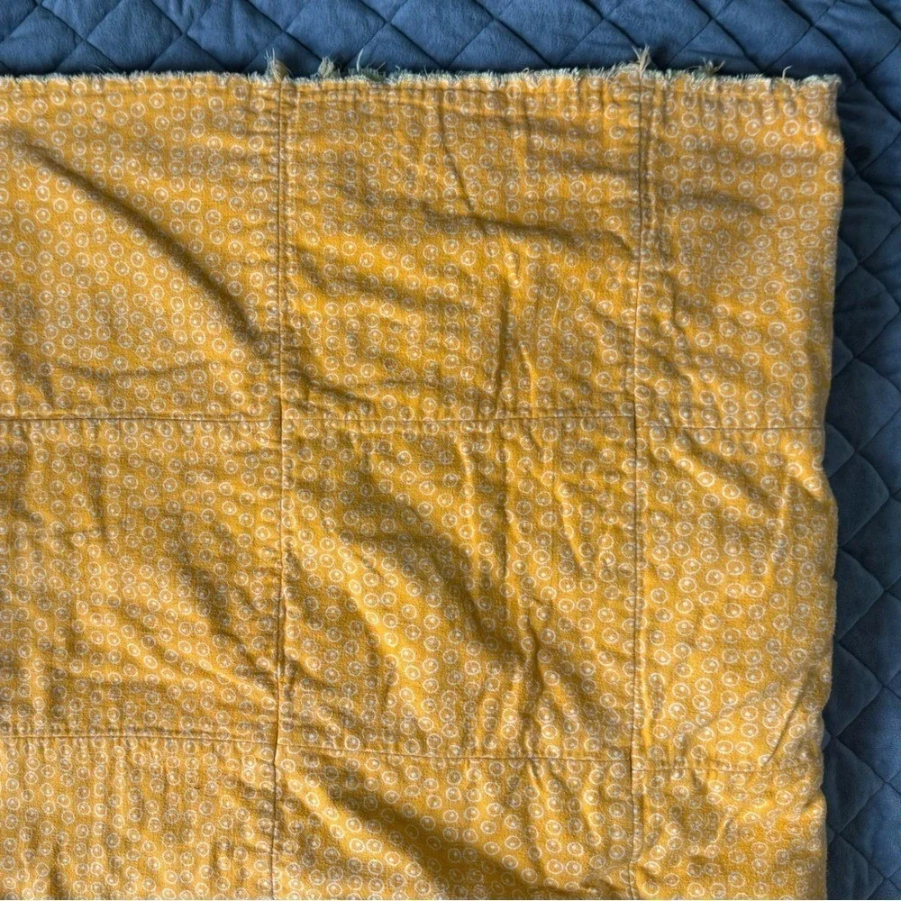 Handmade Quilt Sunny w Bike Owl Flannel Yellow Orange 62